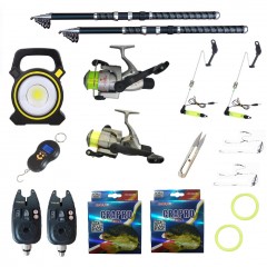 Pachet pescuit sportiv cu 2 lansete 3m Ultra Carp, 2 mulinete, proiector si accesorii