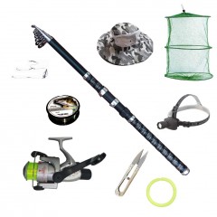 Set pescuit sportiv cu lanseta Ultra Carp 3,6m, mulineta Cobra, lanterna frontala led si accesorii