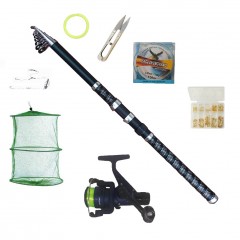 Set pescuit sportiv complet cu lanseta Wind Blade 2,4m, mulineta Cb340, guta si accesorii