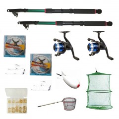Set pescuit sportiv cu 2 lansete 2,4 m EastShark, 2 muliente YF200, gute,ace, accesorii