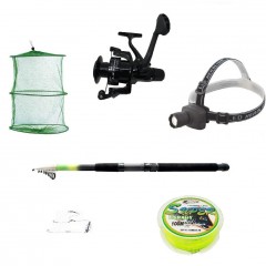Pachet complet pescuit sportiv cu lanseta 3.6m, mulineta LS500, lanterna frontala si accesorii