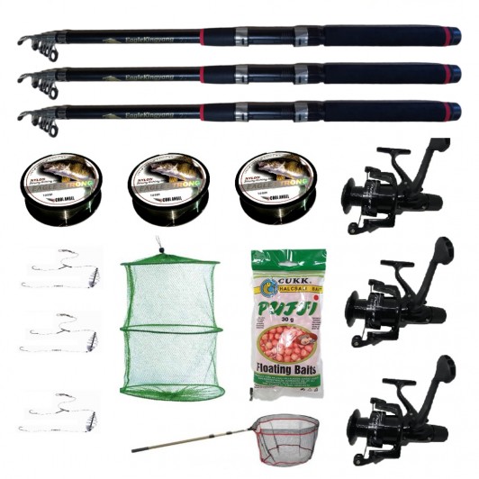 Set 3 lansete  eastshark 3m ultra carp, trei mulinete Cool Angel, trei gute, trei monturi, minciog