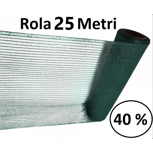 Plasa umbrire 1 m x 25m, Densitate 40%, Protectie UV verde, ideala pentru sere, terase etc