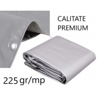 Prelata impermeabila 6 m x 8 m , densitate 225 gr/m2, cu inele, calitate premium, Gri