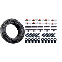 Kit complet Tub de picurare diametru 16 mm, rola 100 m, picuratori 50 cm, 4 L/h, plus 100 accesorii