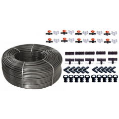 Tub de picurare diametru de 16 mm, rola 100 m, distanta picuratori 100 cm, 4 L/h, plus 100 accesorii