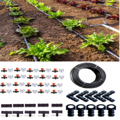 Kit complet Tub de picurare diametru 16 mm, rola 100 m, picuratori 40 cm, 4 L/h, plus 100 accesorii