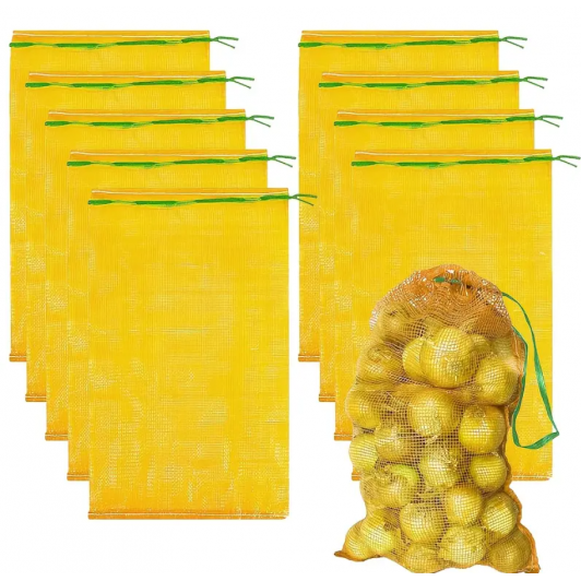 Saci plasa Raschel, galben, 20 KG, 1 set x 100 buc.