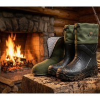 Cizme pescuit kaki barbati impermeabile, imblanite, antiderapante, calduroase si confortabile