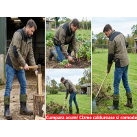 Cizme pescuit kaki barbati impermeabile, imblanite, antiderapante, calduroase si confortabile