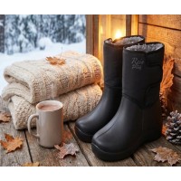 Cizme negre dama imblanite, usoare, rezistente, antiderapante, calduroase si confortabile .