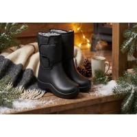 Cizme negre dama imblanite, usoare, rezistente, antiderapante, calduroase si confortabile .