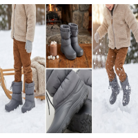 Cizmulite gri copii, impermeabile si imblanite, marimi 30/31 , 31/32, 32/33, 33/34, 34/35, 35/36