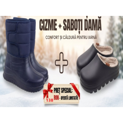 Pachet promotional: Cizme imblanite + Saboti impermeabili dama,marimi 37 - 41, model deosebit