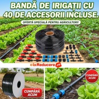 Banda de picurare 100 m PLUS 40 accesorii ,din 40 in 40 cm, 2.2 l/h, 6 mil, D-16 mm
