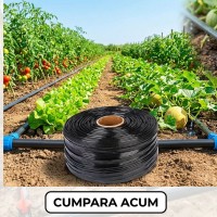 Banda de picurare 100 m PLUS 40 accesorii, din 30 in 30 cm, 2.2 l/h, 6 mil, D-16 mm Banda de picurare 100 m PLUS 40 accesorii, din 30 in 30 cm, 2.2 l/h, 6 mil, D-16 mm