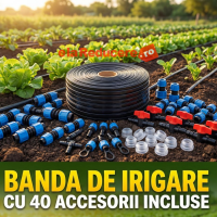 Banda de picurare 100 m PLUS 40 accesorii ,din 40 in 40 cm, 2.2 l/h, 6 mil, D-16 mm
