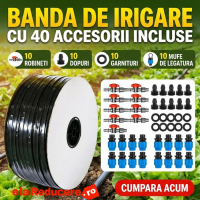 Banda de picurare 100 m PLUS 40 accesorii ,din 50 in 50 cm, 2.2 l/h, 6 mil, D-16 mm