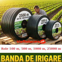 Banda de Picurare 40 X 40 cm, debit 2.2 l/h, 6 mil, diametru 16 mm, 2500 m/rola, calitate premium Banda de Picurare 40 X 40 cm, debit 2.2 l/h, 6 mil, diametru 16 mm, 2500 m/rola, calitate premium