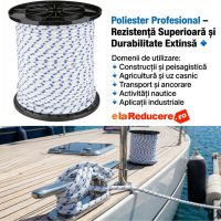 Sfoara poliester 10 mm x 210 m lungime, rezistenta si durabila, cu diametru de 10 mm