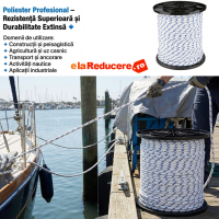Sfoara poliester 8 mm x 300 m lungime, rezistenta si durabila, cu diametru de 8 mm