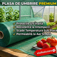 Plasa  umbrire 1,7 x 10 m, opaca, cu grad de 95%, ideala pentru garduri, terase, calitate 140 g/m2