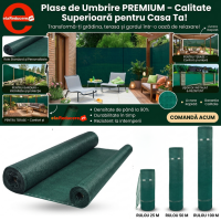 Plasa verde umbrire 95%, 2 m Inaltime x 10 m Lungime, Calitate premium, densitate 140 gr/m2