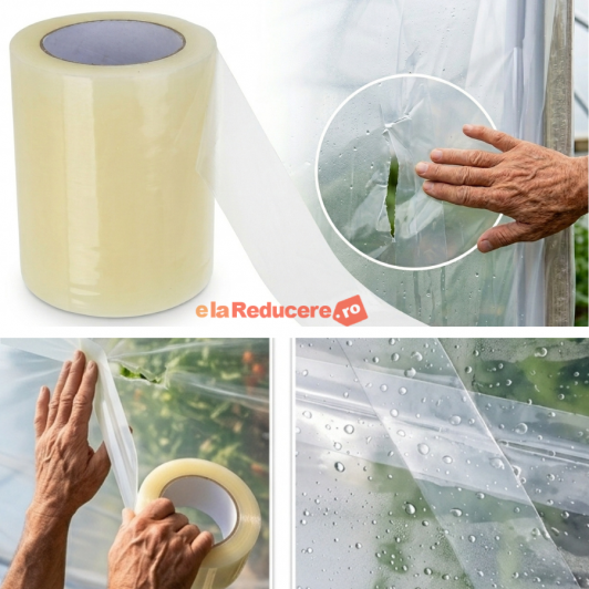 Scotch rezistent 15 cm x 25 m lungime, banda pentru reparatii folie de solar