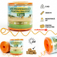 Sfoară de balotat 3000 m lungime, ata portocalie UV 5 kg, rezistentă pentru baloți de paie și fân