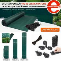 Plasa umbrire 1M x 50 M ,opaca cu grad de 95% ideala pentru garduri, terase ,sere(140g/m2)