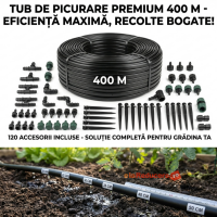 Tub de picurare 16 mm, rola de 400 m, distanta intre picuratori 30 cm, 4 L/h