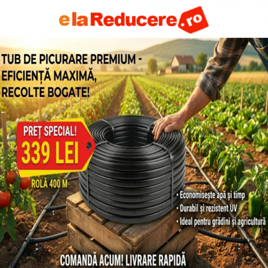 Tub de picurare orb, rola de 400 m, diametrul de 16 mm, (fara gauri)