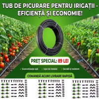Tub de picurare 16 mm - 100 m, distanta intre picuratori 25 cm, 4 L/h