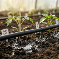 Tub de picurare cu diametru de 16 mm, rola de 100 m, distanta intre picuratori 20 cm, 4 L/h