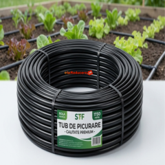 Tub de picurare STF diametru de 16 mm, rola 100m, distanta picuratori 20cm, 4 L/h, plus 40 accesorii Tub de picurare STF diametru de 16 mm, rola 100m, distanta picuratori 20cm, 4 L/h, plus 40 accesorii