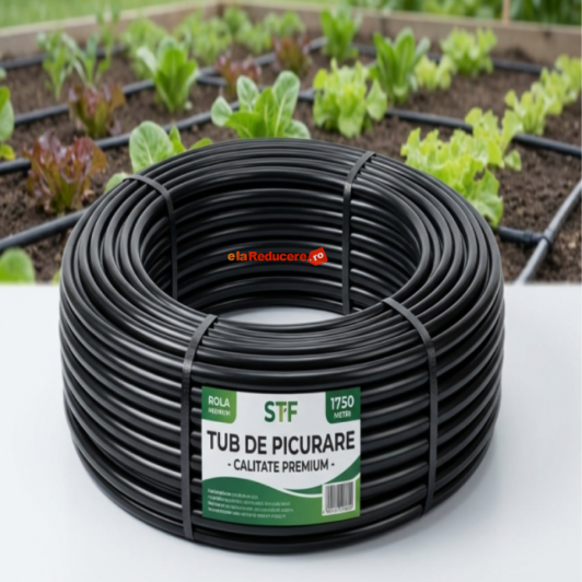 Tub de picurare STF diametru de 16 mm, rola 100m, distanta picuratori 20cm, 4 L/h, plus 40 accesorii