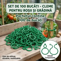 Clipsuri pentru sustinere si palisare plante, tip cleme, reutilizabile, plante sanatose, SET 100 buc Clipsuri pentru sustinere si palisare plante, tip cleme, reutilizabile, plante sanatose, SET 100 buc