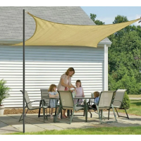 Copertina crem plasa umbrire 4 m x 4m, patrata, deasa 98 %  cu 4 inele, parasolar terase si foisoare