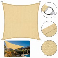 Copertina crem plasa umbrire 4 m x 4m, patrata, deasa 98 %  cu 4 inele, parasolar terase si foisoare