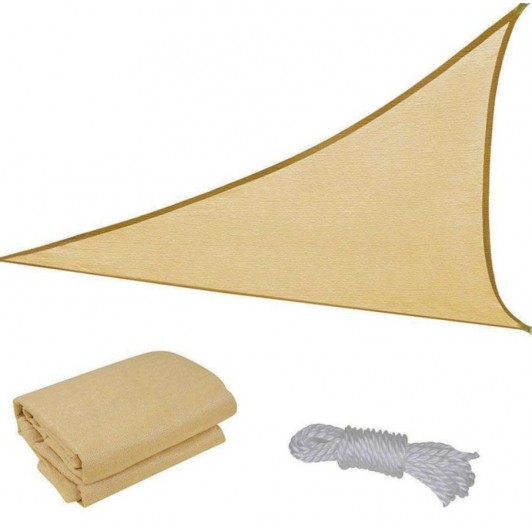 Plasa umbrire crem 3,6 m x 3,6 m x 3, 6 m, copertina triunghiulara, deasa 98 %, cu 4 inele, terase