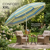 Umbrela protectie solara, diametru XXL 2.4 m, structura metalica, cu inclinare si cosulet