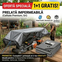 1+1 GRATIS Prelata impermeabila 6 m x 6 m , densitate 110 gr/m2, rezistenta UV , Gri