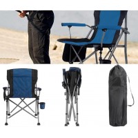 Scaun pliabil pentru pescuit / camping cu cadru metalic rezistent + accesorii depozitare