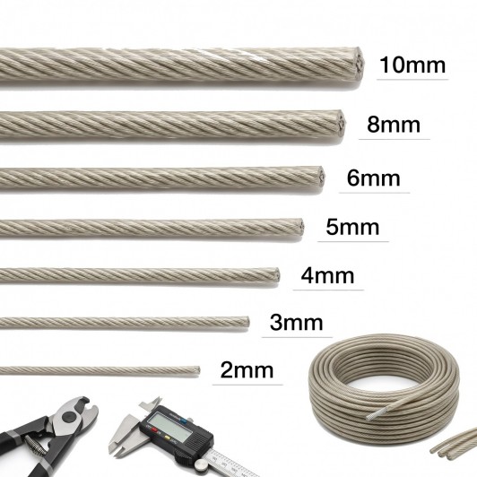Șufă Metalică Plastifiată 100 m x 5mm, cablu oțel plastifiat pentru ancorare, balustrade, gospodărie