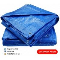 Prelata impermeabila 12 m x 18 m cu inele, denistate 175 g/m2, calitate premium, albastra