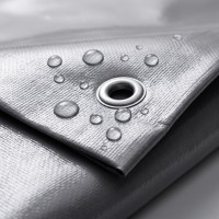Prelata impermeabila 10 m x 12 m, densitate 225 gr/m2, cu inele, calitate premium, Gri