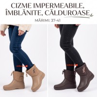 Cizme impermeabile imblanite, usoare, rezistente, antiderapante si calduroase in 2 nuante