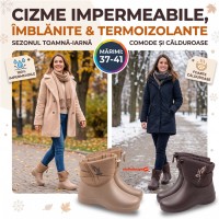 Cizme impermeabile imblanite, usoare, rezistente, antiderapante si calduroase in 2 nuante