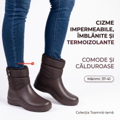 Cizme maro impermeabile imblanite, usoare, rezistente, antiderapante si calduroase, toamna-iarna