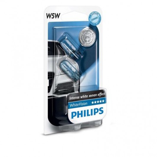 Set 2 becuri philips t10 w5w super white